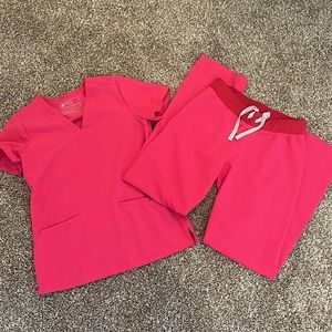 XS FIGS pink scrub set